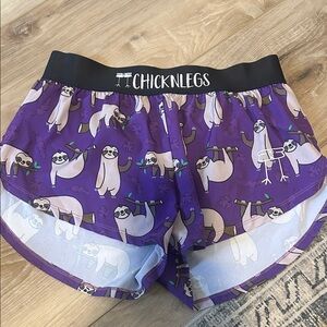 Purple Sloth Print Running Shorts